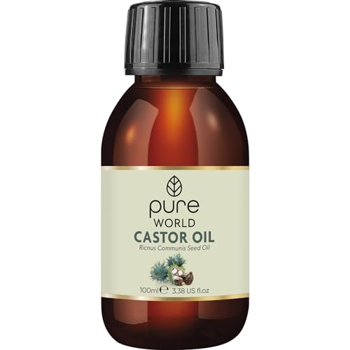 Pure World Natural Castor Oil 100ML Cold, & Freshly Pressed 100% Pure and Undiluted Hexane Free Eyebrows, Nails, Beard, Hair, Eyelash Growth Cruelty Free Food Grade