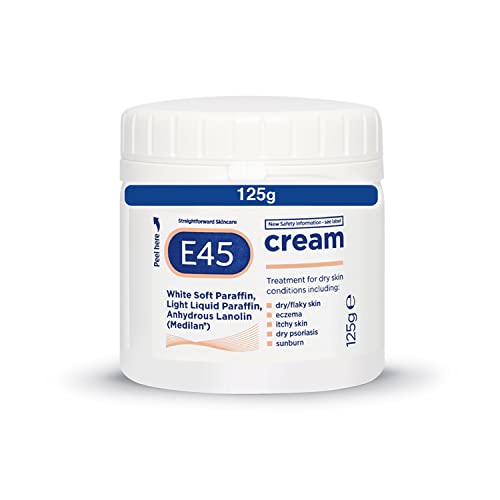E45 Cream 125 g  Moisturiser for Dry Skin and Sensitive Skin - Emollient Body Cream to Soothe Dry and Irritated Skin - Itchy Skin, Eczema Cream - Perfume-Free Face Cream and Non-Greasy Hand Cream