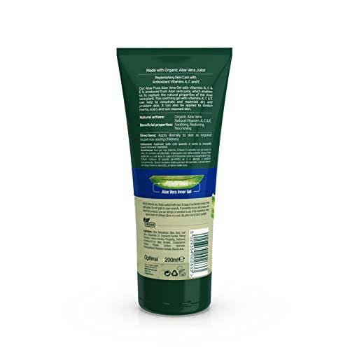 Aloe Pura, Organic Aloe Vera Gel with Vitamin's A, C and E, Natural, Vegan, Cruelty Free, Paraben and SLS Free, Soothing, Restoring, 200 ml
