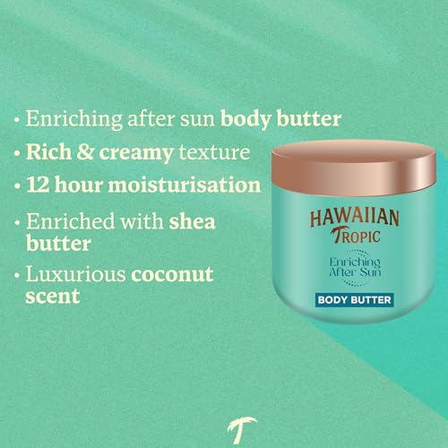 Hawaiian Tropic Enriching After Sun Body Butter - 250 ml, 12-Hour Moisturisation, With Shea Butter, Coconut scent, Vegan