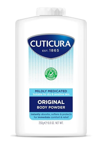 CUTICURA Mildly Medicated Body Powder 250 g, Many Uses Personal Hygiene, Sweat Control, Chafing and Friction Prevention, Itching Relief