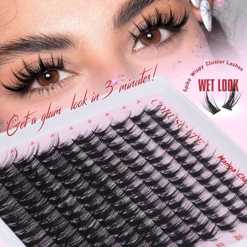 Manga Cluster Lashes Fairy Wispy Individual Eyelashes Anime Lashes Individual Cluster Natural Lash Clusters Asian Style C Curl Manhua Eyelash Clusters 10-18 MM DIY Wet Look Lash Extension