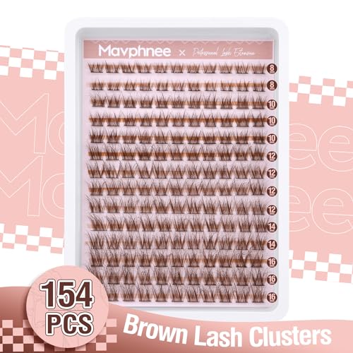 Brown Lash Clusters Natural Lash Extensions Wispy Eyelash Clusters 168 Pcs C Curl Lashes Clusters for Everyday Wear Beginner Friendly Dark Brown Cluster Eyelash Extensions by Mavphnnee