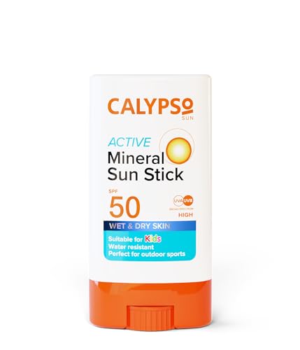 Calypso Mineral Sun Stick, SPF50 Sun Protection with Zinc Oxide for Wet and Dry Skin, Hypoallergenic, PABA free, 15g
