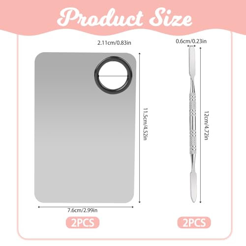 2 Set Makeup Mixing Palette - 2 Palette + 2 Color Stick, Spatula, Travel & Contouring Kit