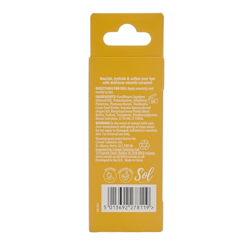 Sol Beauty Salted Caramel Vanilla Lip Oil with Cocoa Butter and Shea Butter, Hydrate and Soften your Lips, Vegan Friendly and Cruelty Free Lip Oil 3g