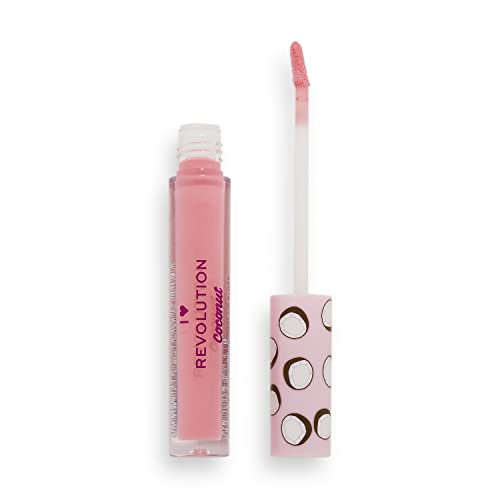 I Heart Revolution, Tasty Coconut Lipgloss, Hydrating & Non-Sticky Coconut Scented Formula, Coconut Sugar, Pink, 2.2ml