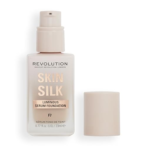 Makeup Revolution, Skin Silk Serum Foundation, Light to Medium Coverage, Contains Hyaluronic Acid, F7, 23ml
