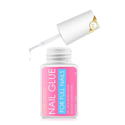 1 * 8g False Nail Glue Extra Strong, Nail Glue for Nail Repair, False Nail Adhesive for Applying Artificial Nail Tips Manicure, Super Strong False Nail Glue For Acrylic Tips, Gold