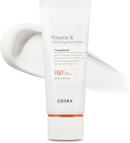 COSRX Daily SPF 50 Vitamin E Vitalizing Sunscreen for Face, UVA/UVB Protection, Lightweight, No White Cast for All Skin Tones, Semi Matte Finish, Sebum Balancing, Korean SkinCare
