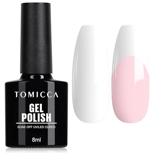 TOMICCA Gel Nail Polish, White Color Gel Polish Soak Off UV LED Gel Varnish Nail Art Manicure Salon DIY for Professional, Salon & Home 8ml