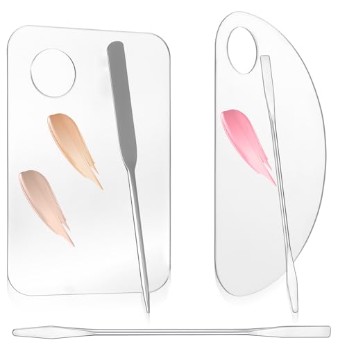 Clear Acrylic Makeup Palettes with Spatula 2 Sizes Foundation Mixing Palette for Makeup Artists and Women