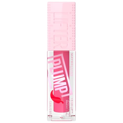 Maybelline New York, Lifter Plump Lip Gloss, Lasting Plump, Heated Formula with Hyaluronic Acid and Chilli Pepper, XL Wand, Vegan Formula, Shade: 003 Pink Sting