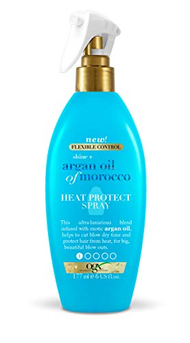 OGX Argan Oil of Morocco Shine+ Heat Protection Spray, Protects Hair from Heat Damage Caused by Blow Drying and Styling Tools, 177ml