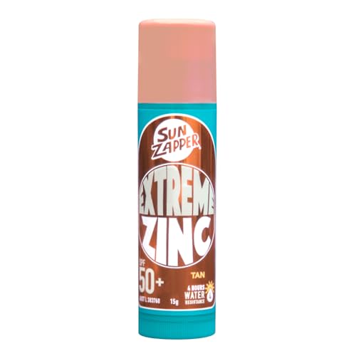 Sun Zapper Zinc Stick - Tan, Light Skin Tinted Sunblock Stick SPF 50+ Zinc Oxide Sunscreen for Face Mineral Sun Cream Made in Australia