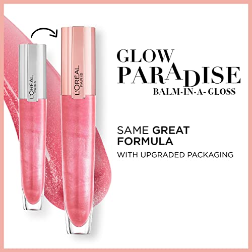 L'Oréal Paris Lip Gloss, Plumping and Hydrating, with Hyaluronic Acid and Collagen Complex, Glow Paradise Balm-In-Gloss, 406 I Amplify