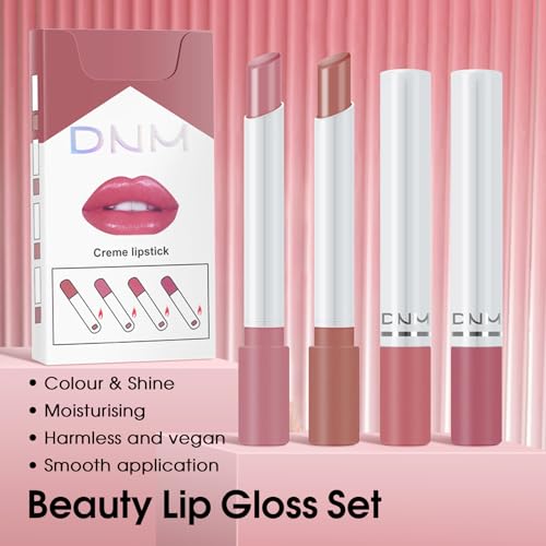 Xumann 4PCS Plumping Lipstick Set, Long Lasting Lipgloss Set for Women, Waterproof Nude Lipstick Sets（03）