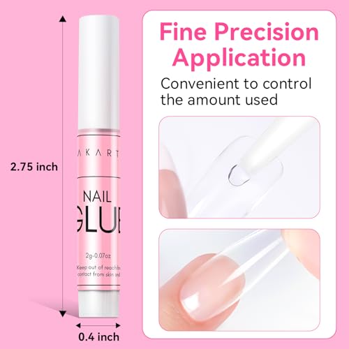 Makartt Strong Nail Glue, 5PCS Nail Glue Extra Strong For Acrylic Tips, Stick On Nails and False Nails, Long Lasting Nail Adhesive Glue for Fake Nails