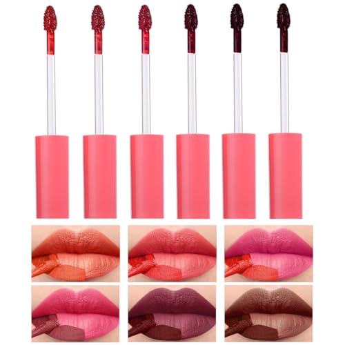6 Colors Peel Off Mask Lip Gloss Set, Tattoo Magic Color Matte Natural Reveal Lip Stain Lip Tint, Waterproof Long Lasting Highly Pigmented Color Lip Gloss Lipstick Makeup for Women and Girls, Kit C