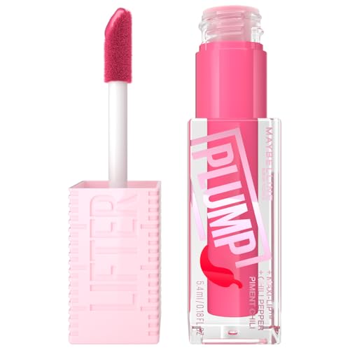 Maybelline New York, Lifter Plump Lip Gloss, Lasting Plump, Heated Formula with Hyaluronic Acid and Chilli Pepper, XL Wand, Vegan Formula, Shade: 003 Pink Sting