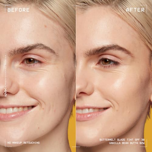 NYX Professional Makeup Buttermelt Glaze Soft Glow Skin Tint + SPF/FPS 30, Foundation, 12h Wear, Vanilla Bean Butta