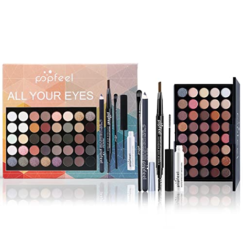 Joyeee All in One Makeup Kit For Teenager Girls, Full Starter Makeup Kit for Women Beginners Includes Eyeshadow Palette, Eye Brush, Mascara, Eyebrow Pencil, Eyeliner Pencil SET001