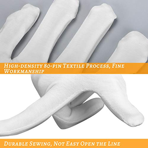 30 Pcs White Cotton Gloves for Eczema, Washable Shrink Resistant Cotton Gloves for Men and Women, Stretchable Breathable Cloth