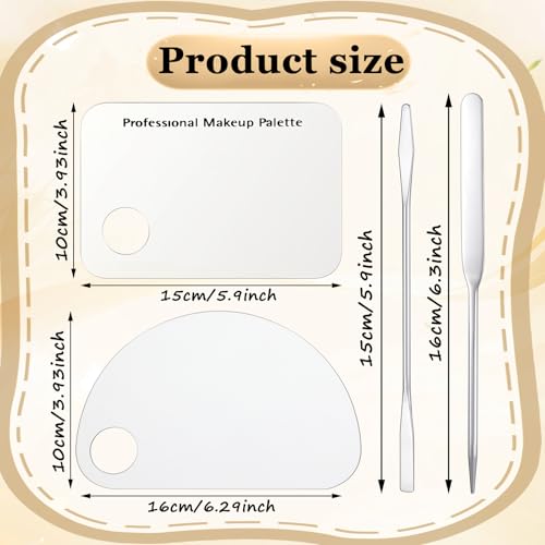 Clear Acrylic Makeup Palettes with Spatula 2 Sizes Foundation Mixing Palette for Makeup Artists and Women