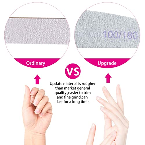 16PCS Professional Nail Files, 100/180 Grit Double-Sided Emery Board, Professional Nail File Set Curved Fingernail Files for Nail Grooming and Styling,Hairdressing Salon, Pets (White)