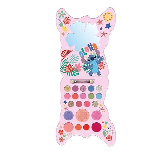 Stitch Make-up Palette for Girls - Complete Make-up Kit with Eye Shadows, Blusher, Lip Gloss, Brush, and Mirror