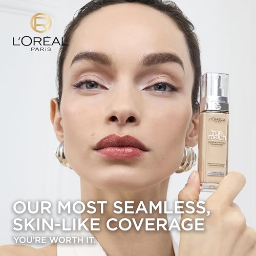 L'Oreal Paris True Match Liquid Foundation, Skincare Infused with Hyaluronic Acid, SPF 16, Available in 46 Shades, 2C Rose Vanilla, 30 ml