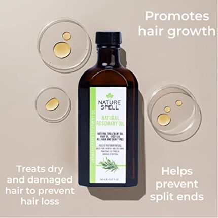 Nature Spell Rosemary Oil for Hair & Skin 150 ml – Rosemary Oil for Hair Growth – Treat Dry Damaged Hair to Target Hair Loss