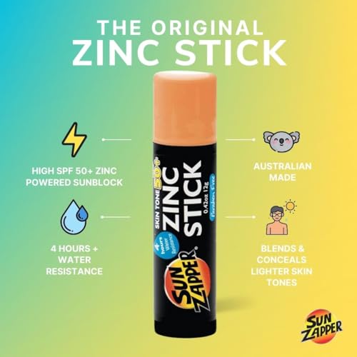 Sun Zapper Light Skin Tone Original Zinc Stick SPF 50 + Zinc Oxide Mineral Sunblock Stick for Face