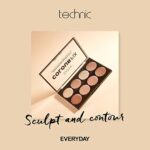 Technic Colour Fix Cream Foundation Contour Makeup Palette - 8 Highly Pigmented, Creamy Shades To Conceal, Contour, Shape & Define Your Features. The Matte Fomulation Blends Well with Colour Options for All Skin Tones For Long Lasting Professional Coverage. Suitable For Beginners. 8 x 3.5g