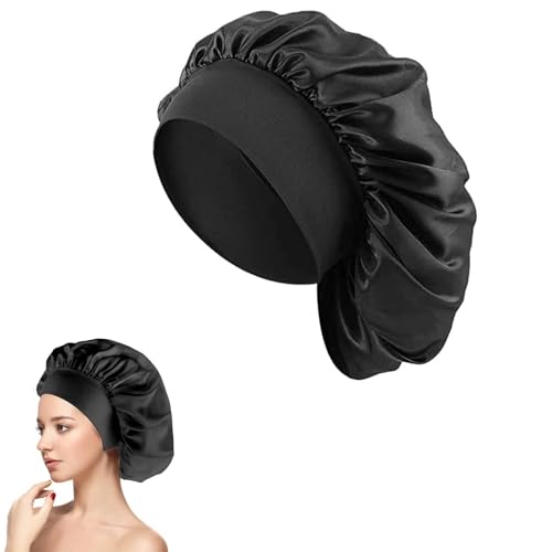 Silk Hair Wrap for Sleeping, Hair Bonnet, 1pcs Night Sleep Cap for Women Girls, Hair Care Head Cover Elastic Hat for Black Curly Hair.