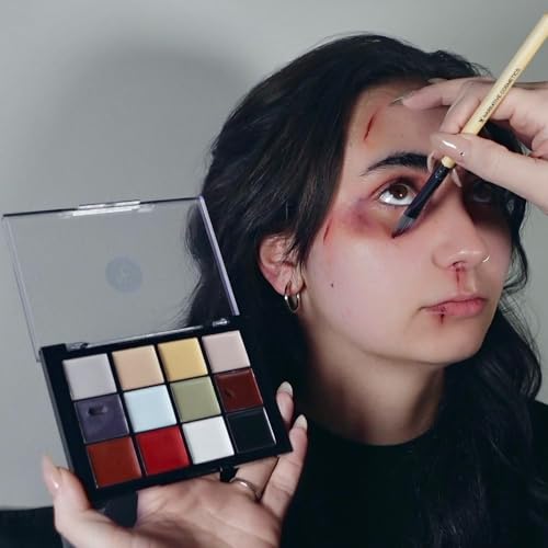 Narrative Cosmetics 12 Color Death FX Quick Drying Cream Makeup Palette for Special Effects - Waterproof SFX Makeup for Professional Makeup Artists
