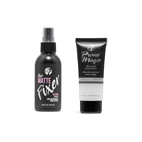 W7 Prime Magic & The Fixer Matte Set - Makeup Primer & Setting Spray Duo for a Smooth, Matte Finish - Pore Minimiser & Shine Control - Quick-Drying, Non-Sticky - Vegan & Cruelty-Free