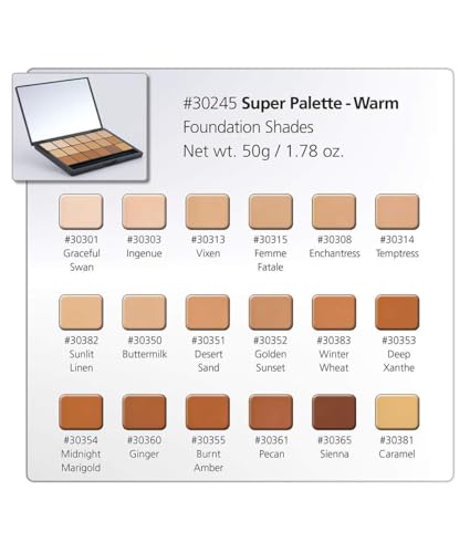 HD Glamour Compact Foundation - Warm | 18 Well Foundation Full Coverage Palette | Use as Cream Contour Palette/Contour Makeup, Under Eye Colour Corrector, Colour Corrector Dark Circles by Graftobian