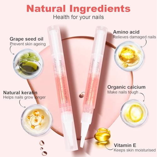 Cuticle Oil Pen,3PCS Nutrition Oil Pen with Nail File,Cuticle Oil for Nails with Natural Ingredients,Nail Oil Cuticle for Repairing Cracked and Dry Nail(Pineapple & Peach & Jasmine Flavor)