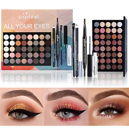 Joyeee All in One Makeup Kit For Teenager Girls, Full Starter Makeup Kit for Women Beginners Includes Eyeshadow Palette, Eye Brush, Mascara, Eyebrow Pencil, Eyeliner Pencil SET001
