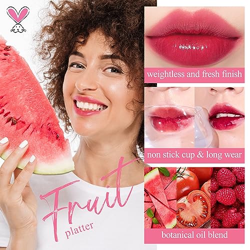 bayfree Lip Tint Stain Set, Lip Stain Long Lasting Waterproof, Lightweight, Non-sticky, Transfer-Proof, Matte Finish Lip Makeup (fruit platter)