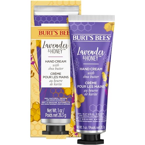 Burt’s Bees Hand Cream for Very Dry Hands, Lavender & Honey, Hand Moisturiser With Shea Butter, 28.3g, Packaging May Vary