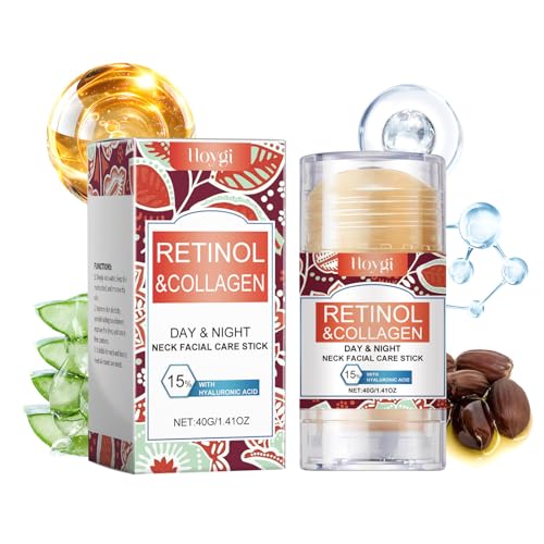 Retinol & Collagen Neck Facial Care Stick, Anti Aging Neck and Décolleté Firming Cream - Tighten and Hydrate Skin Day & Night Neck Tightening Cream Firm Repair Sagging Rejuvenates Skin - 1.41 Oz