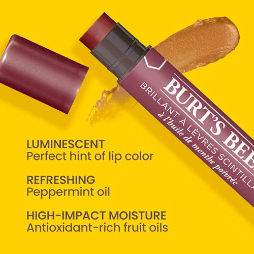Burt's Bees Lip Shimmer Fig, Moisturising Lip Shimmer with Peppermint Oil, 100% Natural Origin, 2.55g