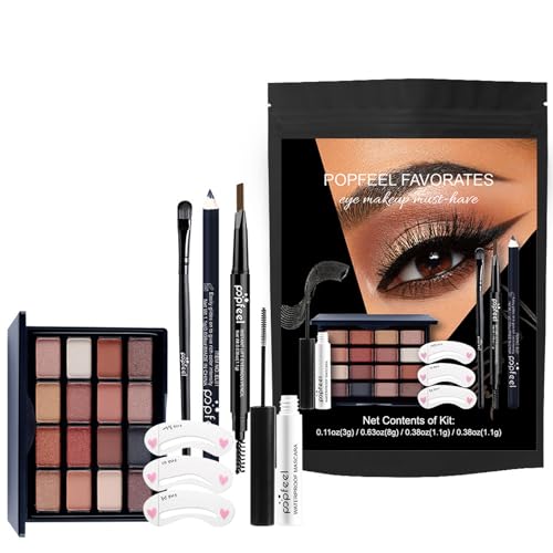 All In One Eye Makeup Kit, Travel Makeup Kit,Full Makeup Kit,Multipurpose Essential Starter,Makeup Gift Set for Women & Girls, Includes Eyeshadow Palette Eyebrow Pencil Mascara Makeup Brush Set(#01)