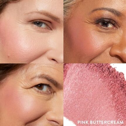 LAURA GELLER Baked Blush-n-Brighten Marbleized Blush Powder (Pink Buttercream) Creamy, Lightweight Blusher with Satin Finish