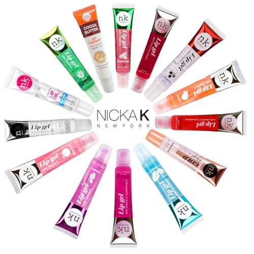 NK lip gloss gel 15ml Vitamin E, Shiny, Nourishes, Strawberry, Cherry, Bubble Gum and Clear flavoured by Nicka K (Multi Pack Of 4)