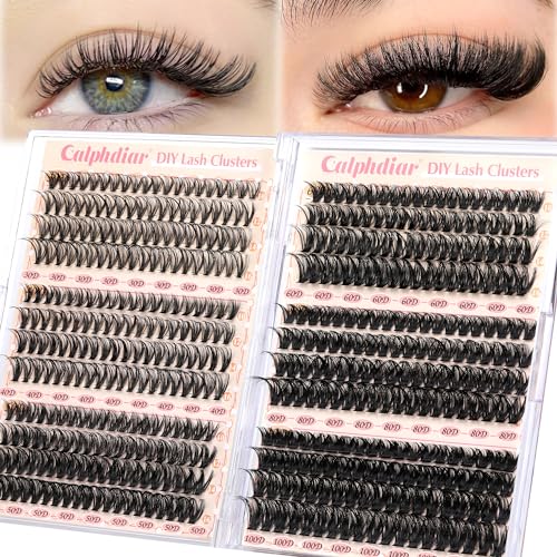Calphdiar Wispy Cluster Lashes D Curl Individual Eyelashes Natural Lash Clusters Fluffy Lashes Individual Cluster 476pcs DIY Lash Extensions for Beginners(30+40+50+60+80+100D)