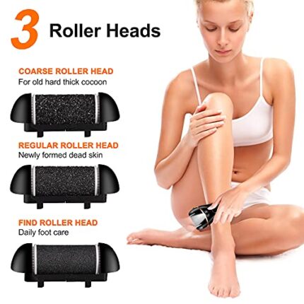 Electric Foot File, Ratukall Hard Skin Remover, Rechargeable Waterproof Callus Remover Pad Feet Care Kit, Professional Pedicure Tools Set with Storage Bag for Dry Dead Skin Cracked Heels Calluses