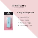 Manicare Nail Buffing Block, 4 Sided Nail File And Buffer For Shaping, Styling, Smoothing And Polishing, Removes Ridges, Instant High Gloss Shine, Easy To Use Manicure Tool For Home Or Salon Use